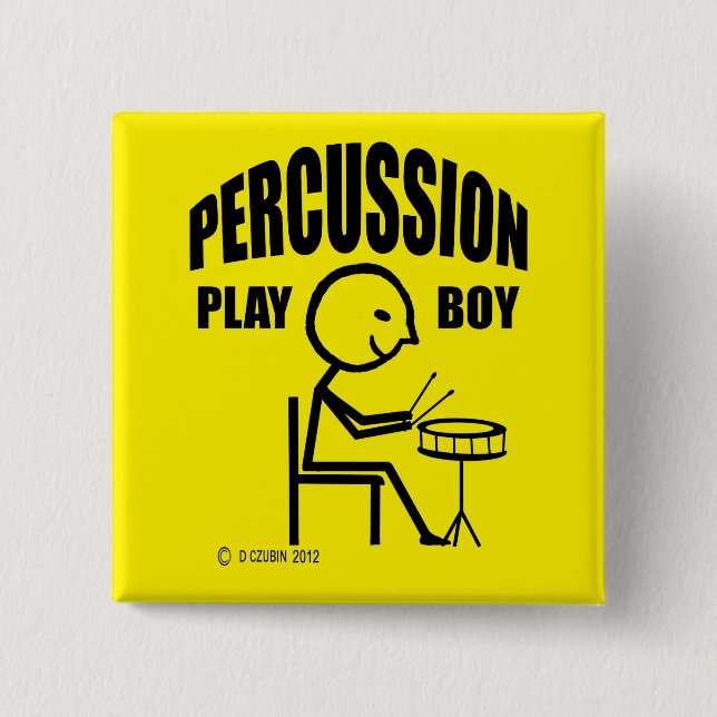 Badge Carré 5 Cm Percussion Jouer garçon (Devant)