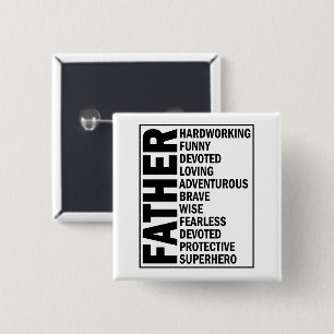 Badge Carré 5 Cm Père Adjective Fête des pères Cool Papa Définition