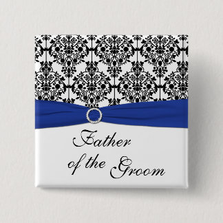 Badge Carré 5 Cm Père blanc de damassé de noir bleu du Pin de marié