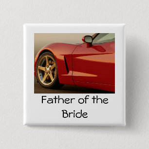 Badge Carré 5 Cm Père de la Corvette de mariée