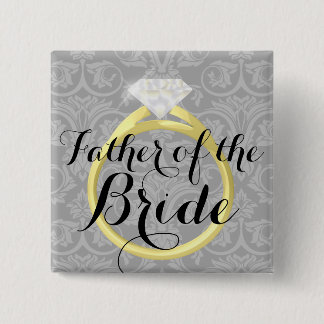 Badge Carré 5 Cm Père du bouton de noce d'anneau de jeune mariée