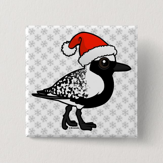 Badge Carré 5 Cm Père Noël Black-Bellied Plover (Devant)