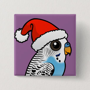 Badge Carré 5 Cm Père Noël Budgie Blue