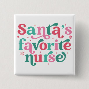 Badge Carré 5 Cm Père Noël Infirmière préférée