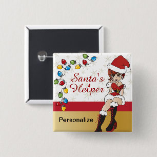 Badge Carré 5 Cm Père Noël Little Helper
