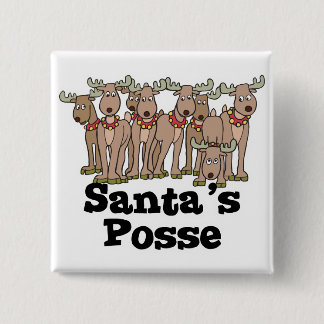 Badge Carré 5 Cm Père Noël possede renne