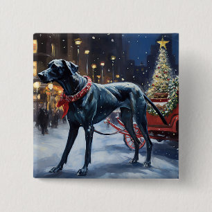 Badge Carré 5 Cm Période de fêtes de Noël du Grand Danois