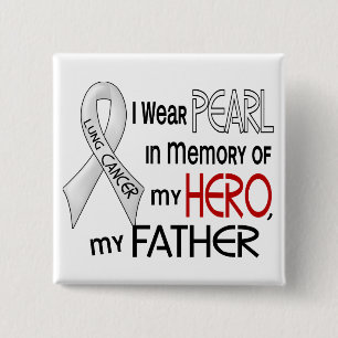 Badge Carré 5 Cm Perle dans la mémoire de mon cancer de poumon de