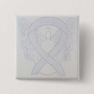Badge Carré 5 Cm Perle White Angel Sensibilisation Ruban Personnali