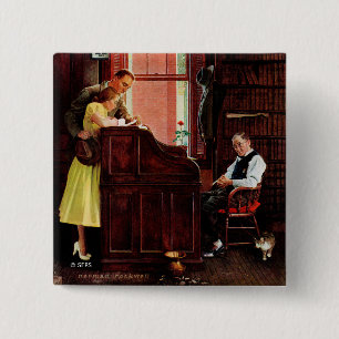 Badge Carré 5 Cm Permis de mariage par Norman Rockwell