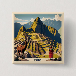 Badge Carré 5 Cm Pérou Machu Picchu