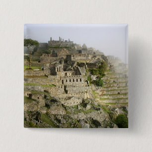 Badge Carré 5 Cm Pérou, Machu Picchu. La citadelle antique de Machu