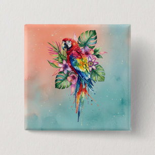 Badge Carré 5 Cm Perroquet