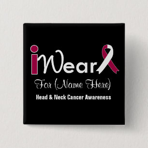 Badge Carré 5 Cm Personalize Burgundy & White Head Neck Cancer
