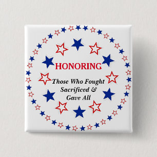 Badge Carré 5 Cm Personalize Text Patriotic Veteran First Responder