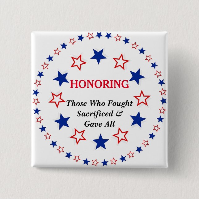 Badge Carré 5 Cm Personalize Text Patriotic Veteran First Responder (Devant)