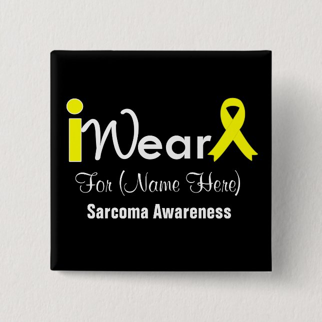 Badge Carré 5 Cm Personalize Yellow Ribbon Sarcoma (Devant)