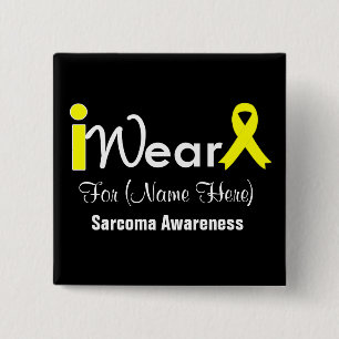 Badge Carré 5 Cm Personalize Yellow Ribbon Sarcoma