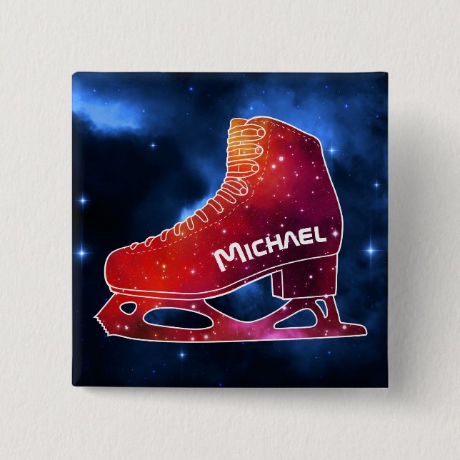 Badge Carré 5 Cm Personalized Figure Skating Space Boot (Devant)