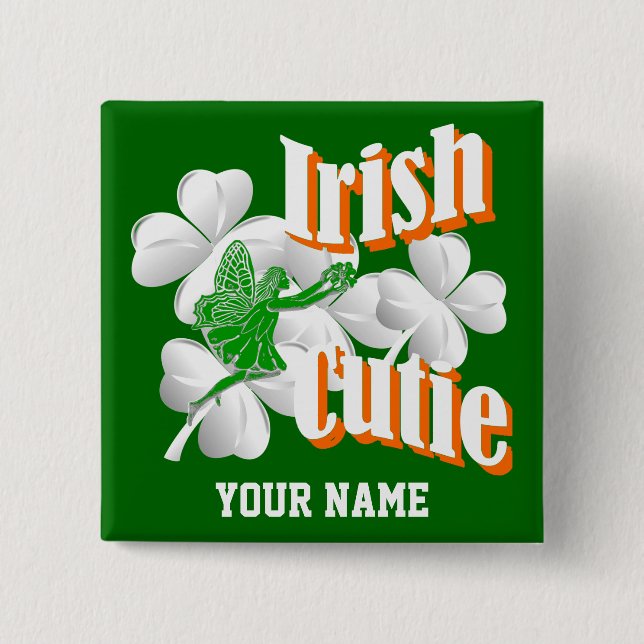 Badge Carré 5 Cm Personalized Irish cutie with fairy (Devant)