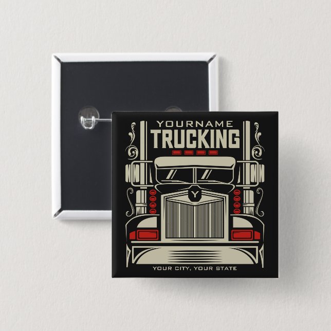 Badge Carré 5 Cm Personalized Trucking 18 Wheeler BIG Trucker (Devant & derrière)