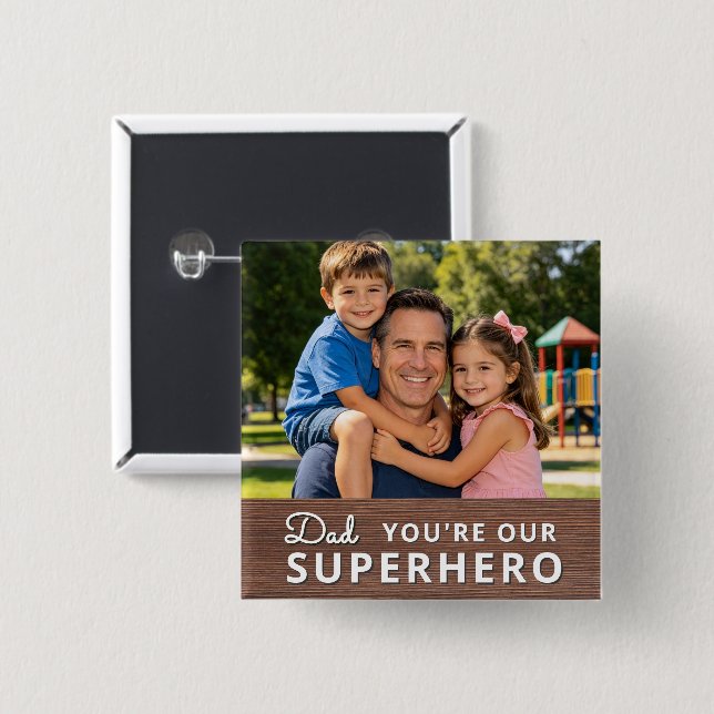 Badge Carré 5 Cm Personalized with Photo and Text (Devant & derrière)