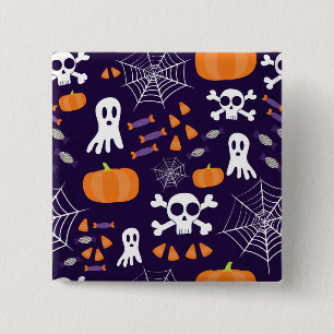 Badge Carré 5 Cm Personnages amusants et effrayants d'Halloween