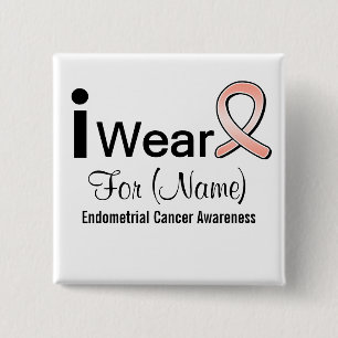 Badge Carré 5 Cm Personnalisable Je Porte un Ruban Cancer de l'Endo