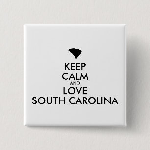 Badge Carré 5 Cm Personnalisable KEEP CALM et AMOUR CAROLINE DU SUD