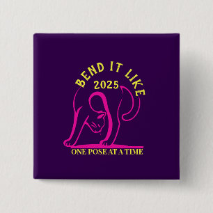 Badge Carré 5 Cm Personnalisable "Plier comme 2025" Yoga Cat