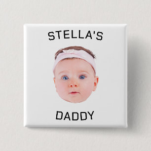 Badge Carré 5 Cm Personnalisé Baby Face Photo Papa Cadeau