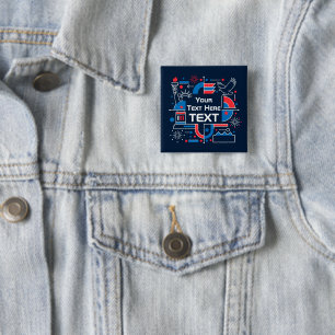 Badge Carré 5 Cm Personnalisé le 250e anniversaire de l'Amérique