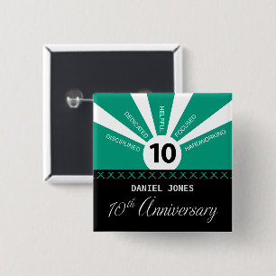 Badge Carré 5 Cm Personnaliser, 10e anniversaire de l'employé
