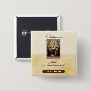 Badge Carré 5 Cm Personnaliser, 10e anniversaire d'ordination Anges