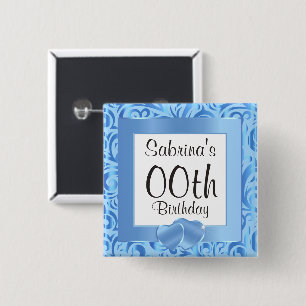 Badge Carré 5 Cm Personnaliser Anniversaire - Bleu