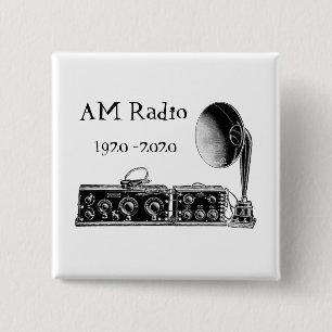 Badge Carré 5 Cm Personnaliser le récepteur radio AM vintage
