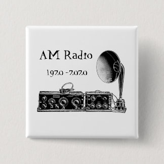 Badge Carré 5 Cm Personnaliser le récepteur radio AM vintage