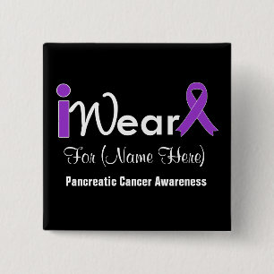 Badge Carré 5 Cm Personnaliser le Ruban Violet Cancer pancréatique