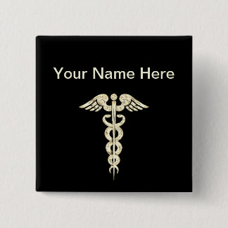 Badge Carré 5 Cm Personnaliser - personnel Médicale de serpent de