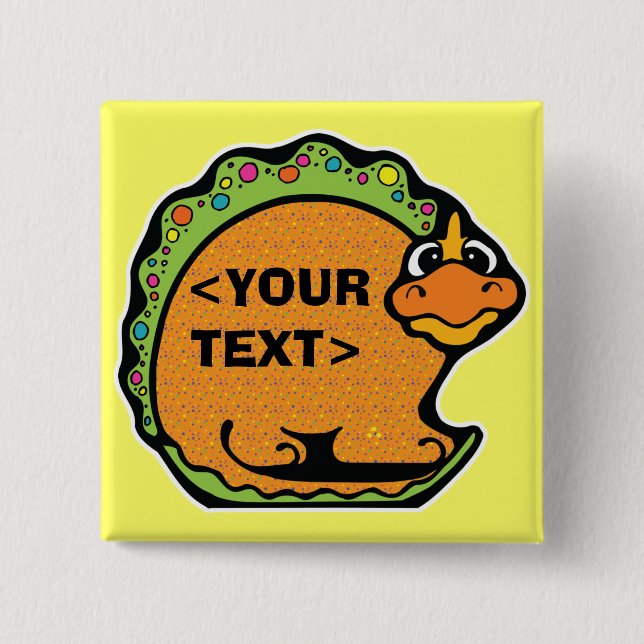 Badge Carré 5 Cm Personnaliser un dinosaure,<YOUR TEXT> (Devant)