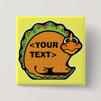 Badge Carré 5 Cm Personnaliser un dinosaure,<YOUR TEXT>