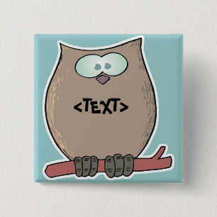 Badge Carré 5 Cm Personnaliser un hibou,<TEXT>