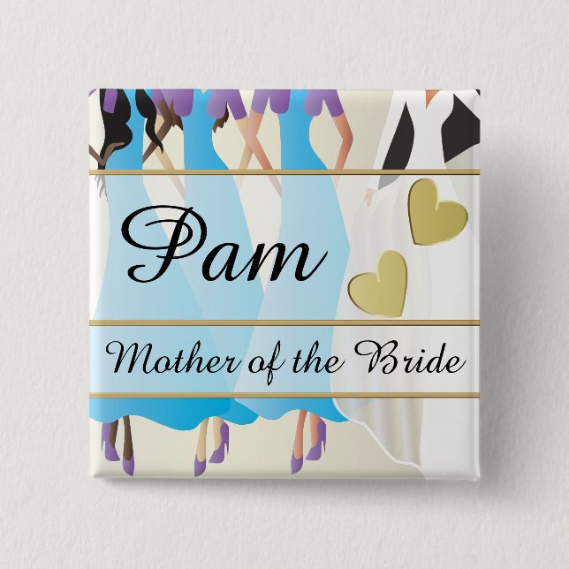 Badge Carré 5 Cm Personnalisez la partie, le dîner et la répétition (Devant)