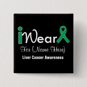 Badge Carré 5 Cm Personnalisez le Cancer de foie de ruban de vert