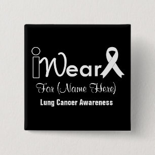 Badge Carré 5 Cm Personnalisez le cancer de poumon de ruban de