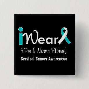 Badge Carré 5 Cm Personnalisez le cancer du col de l'utérus de