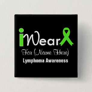 Badge Carré 5 Cm Personnalisez le lymphome de ruban de vert de