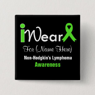 Badge Carré 5 Cm Personnalisez le lymphome non Hodgkinien de vert