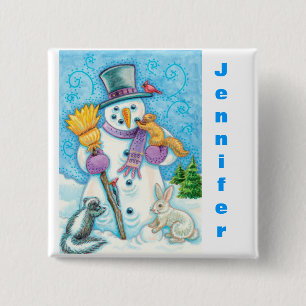 Badge Carré 5 Cm Personnalisez les boutons de bas de Noël