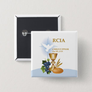 Badge Carré 5 Cm Personnalisez, RCIA Félicitations Sacrement Cathol